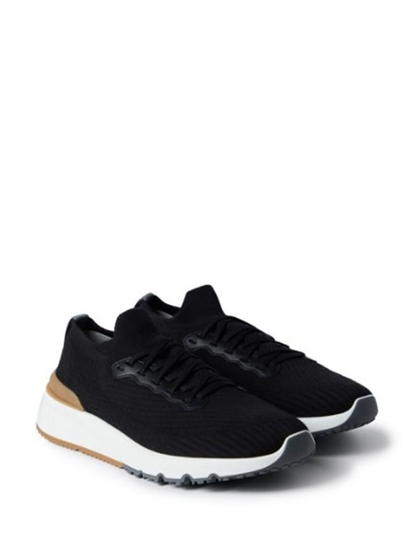 BRUNELLO CUCINELLI 브루넬로 쿠치넬리 남성 니트 로우탑 스니커즈 / 블랙 [매장가165만원대]