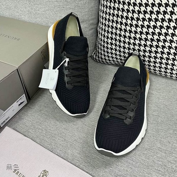 BRUNELLO CUCINELLI 브루넬로 쿠치넬리 남성 니트 로우탑 스니커즈 / 블랙 [매장가165만원대]