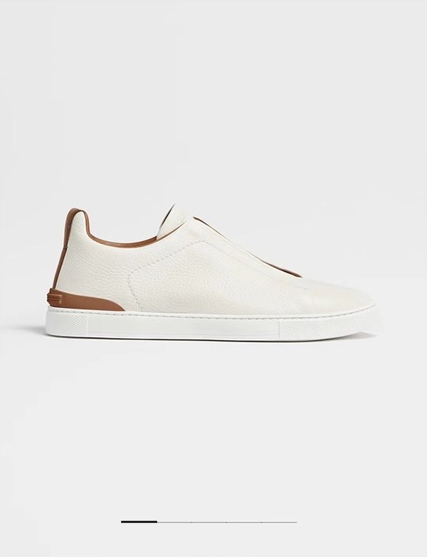 ZEGNA 제냐 트리플 스티치  풀 그레인 가죽 스니커즈 / 화이트엔레드브라운 [매장가119만원대]