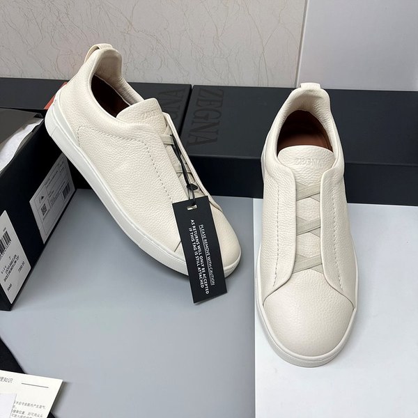 ZEGNA 제냐 트리플 스티치  풀 그레인 가죽 스니커즈 / 화이트 [매장가119만원대]