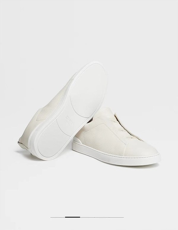 ZEGNA 제냐 트리플 스티치  풀 그레인 가죽 스니커즈 / 화이트 [매장가119만원대]