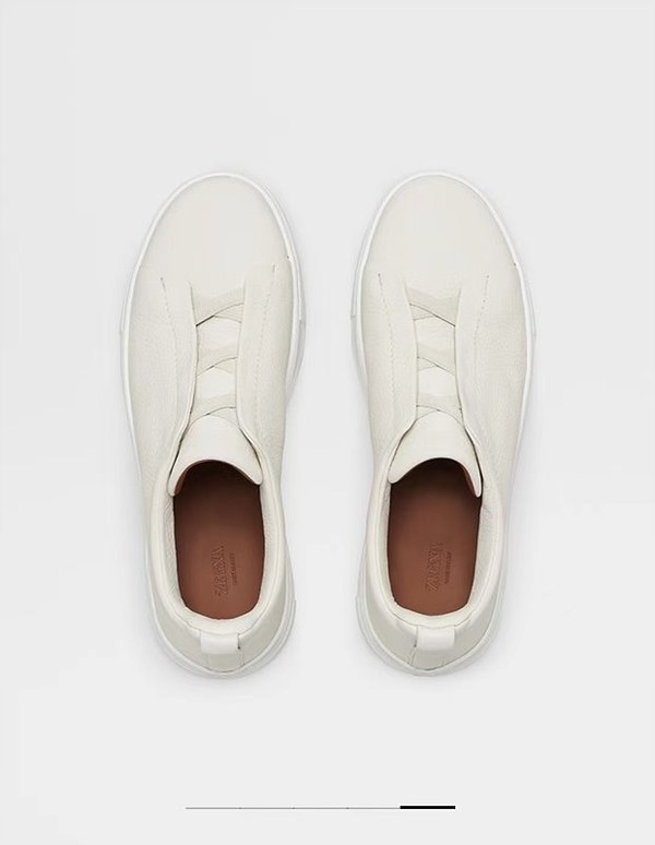 ZEGNA 제냐 트리플 스티치  풀 그레인 가죽 스니커즈 / 화이트 [매장가119만원대]