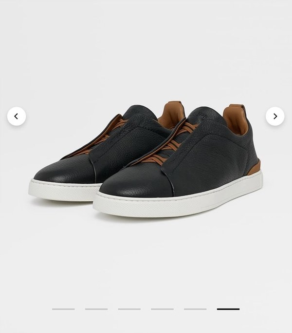 ZEGNA 제냐 트리플 스티치  풀 그레인 가죽 스니커즈 / 블랙엔레드브라운 [매장가119만원대]