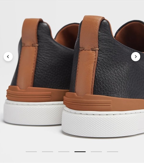 ZEGNA 제냐 트리플 스티치  풀 그레인 가죽 스니커즈 / 블랙엔레드브라운 [매장가119만원대]