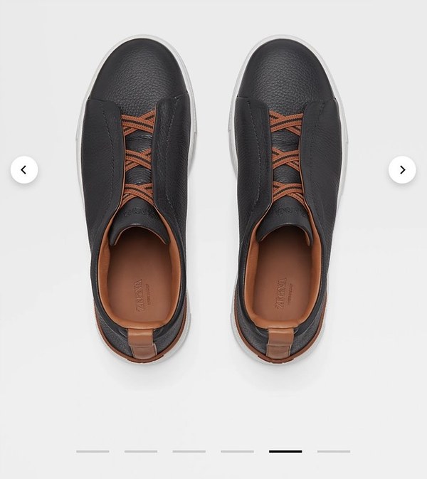 ZEGNA 제냐 트리플 스티치  풀 그레인 가죽 스니커즈 / 블랙엔레드브라운 [매장가119만원대]