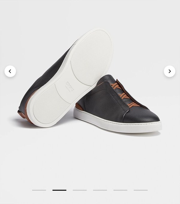 ZEGNA 제냐 트리플 스티치  풀 그레인 가죽 스니커즈 / 블랙엔레드브라운 [매장가119만원대]