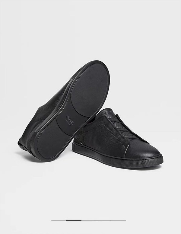 ZEGNA 제냐 트리플 스티치  풀 그레인 가죽 스니커즈 / 블랙 [매장가119만원대]