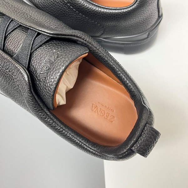 ZEGNA 제냐 트리플 스티치  풀 그레인 가죽 스니커즈 / 블랙 [매장가119만원대]