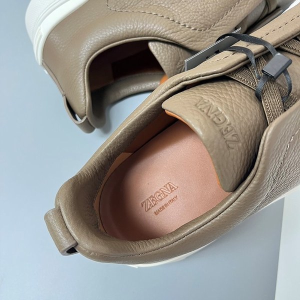 ZEGNA 제냐 트리플 스티치  풀 그레인 가죽 스니커즈 / 브라운 [매장가119만원대]