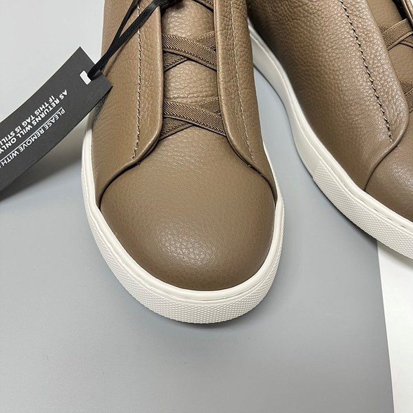 ZEGNA 제냐 트리플 스티치  풀 그레인 가죽 스니커즈 / 브라운 [매장가119만원대]