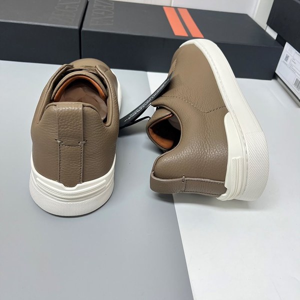 ZEGNA 제냐 트리플 스티치  풀 그레인 가죽 스니커즈 / 브라운 [매장가119만원대]