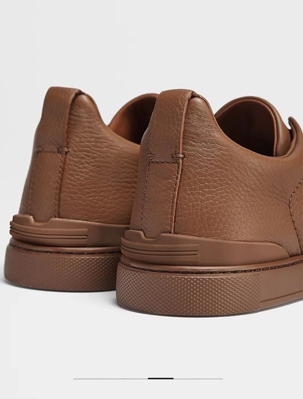 ZEGNA 제냐 트리플 스티치  풀 그레인 가죽 스니커즈 / 레드브라운 [매장가119만원대]