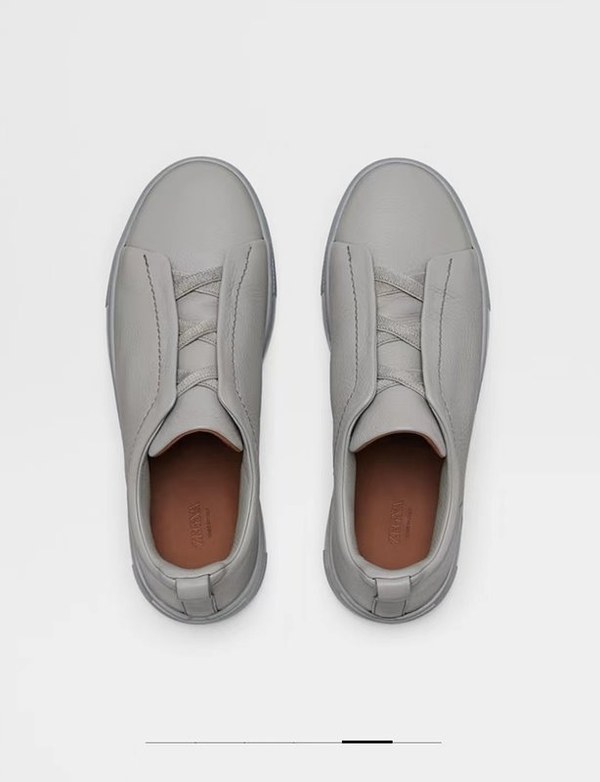 ZEGNA 제냐 트리플 스티치  풀 그레인 가죽 스니커즈 / 그레이 [매장가119만원대]