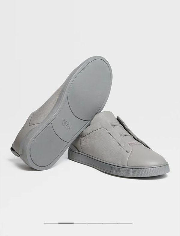 ZEGNA 제냐 트리플 스티치  풀 그레인 가죽 스니커즈 / 그레이 [매장가119만원대]