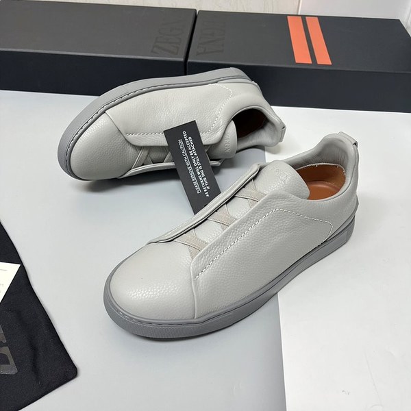 ZEGNA 제냐 트리플 스티치  풀 그레인 가죽 스니커즈 / 그레이 [매장가119만원대]