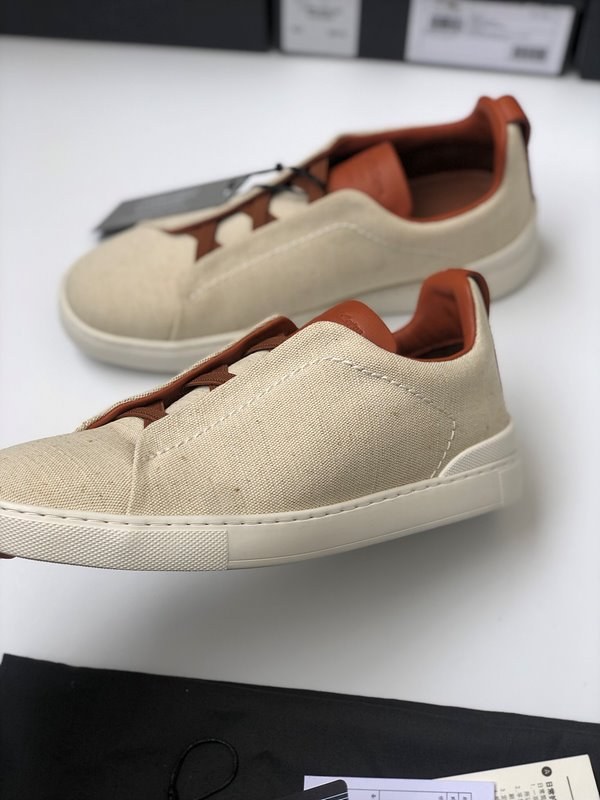 ZEGNA 제냐 트리플 스티치 로우탑 스니커즈 / 화이트디어스킨 [매장가119만원대]