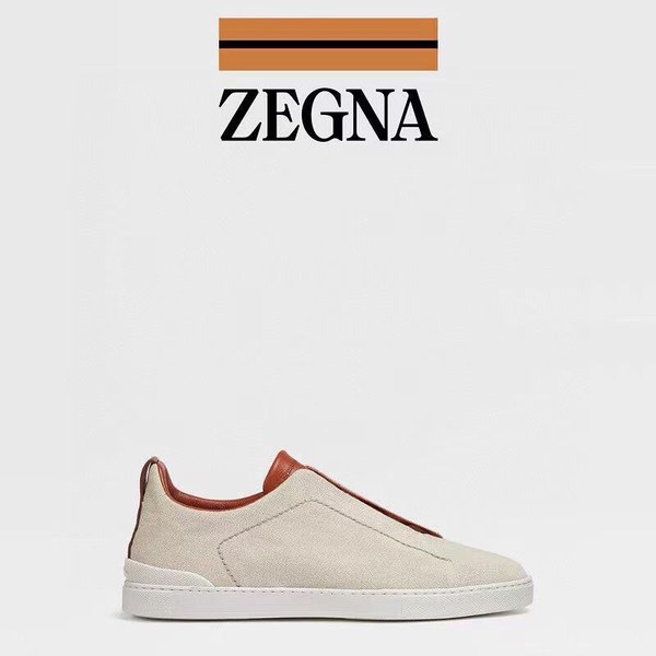 ZEGNA 제냐 트리플 스티치 로우탑 스니커즈 / 화이트디어스킨 [매장가119만원대]