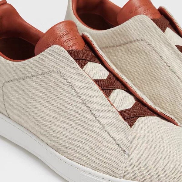 ZEGNA 제냐 트리플 스티치 로우탑 스니커즈 / 화이트디어스킨 [매장가119만원대]