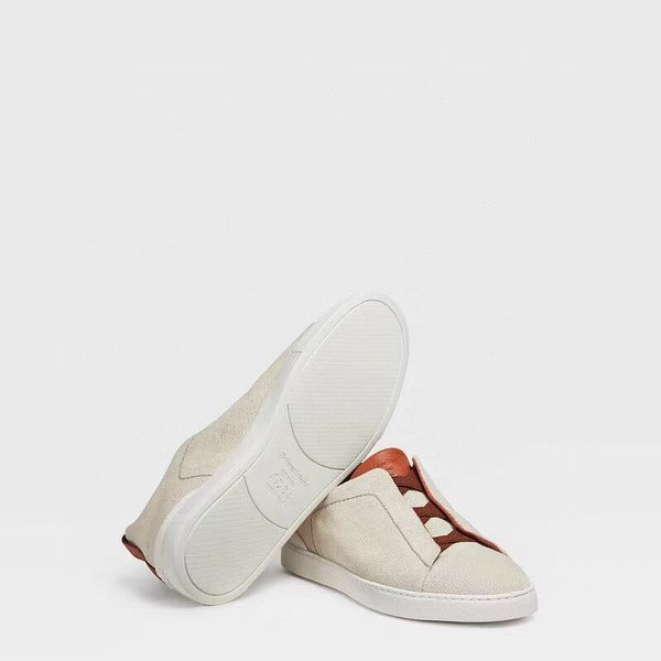 ZEGNA 제냐 트리플 스티치 로우탑 스니커즈 / 화이트디어스킨 [매장가119만원대]