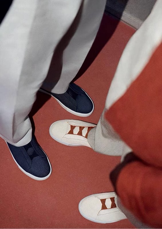 ZEGNA 제냐 트리플 스티치 로우탑 스니커즈 / 화이트디어스킨 [매장가119만원대]