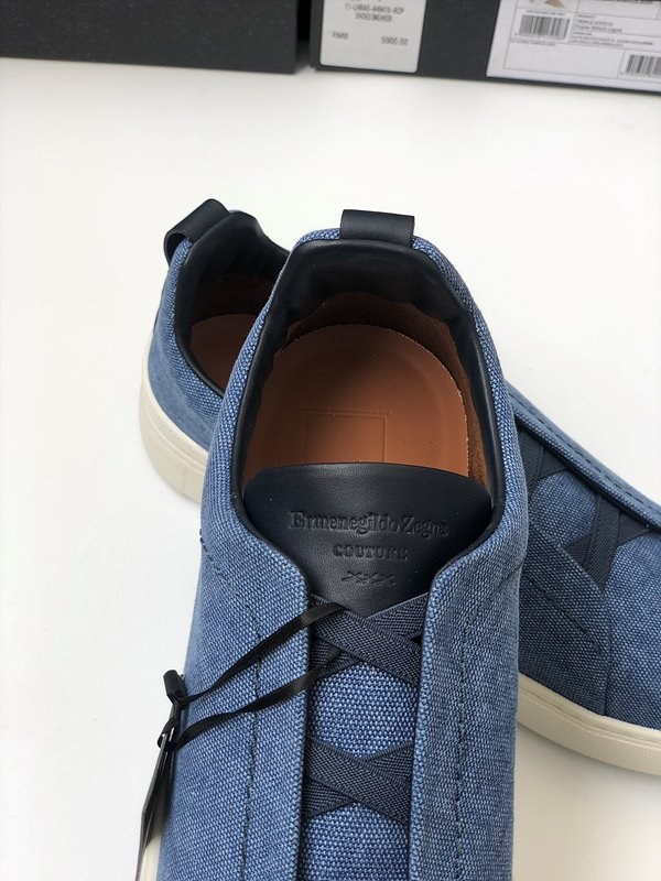 ZEGNA 제냐 트리플 스티치 로우탑 스니커즈 / 데님블루 [매장가119만원대]