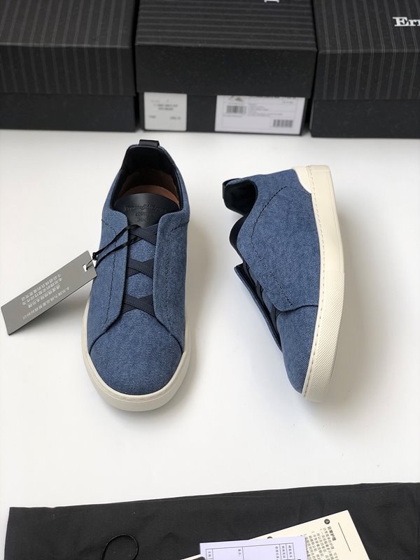 ZEGNA 제냐 트리플 스티치 로우탑 스니커즈 / 데님블루 [매장가119만원대]