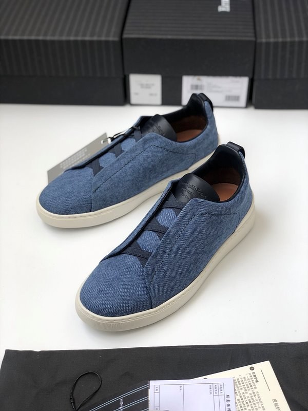 ZEGNA 제냐 트리플 스티치 로우탑 스니커즈 / 데님블루 [매장가119만원대]