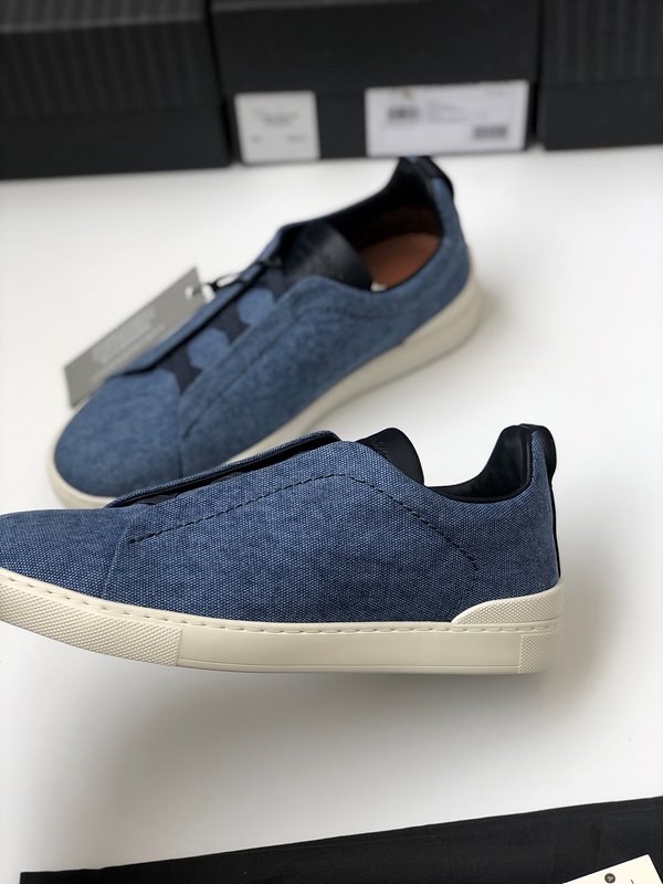 ZEGNA 제냐 트리플 스티치 로우탑 스니커즈 / 데님블루 [매장가119만원대]
