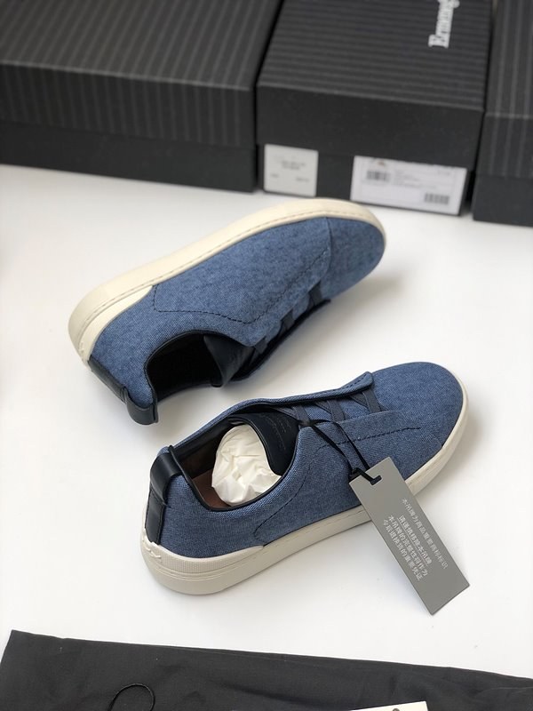 ZEGNA 제냐 트리플 스티치 로우탑 스니커즈 / 데님블루 [매장가119만원대]