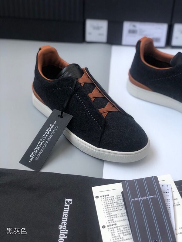 ZEGNA 제냐 트리플 스티치 로우탑 스니커즈 / 다크그레이 [매장가119만원대]