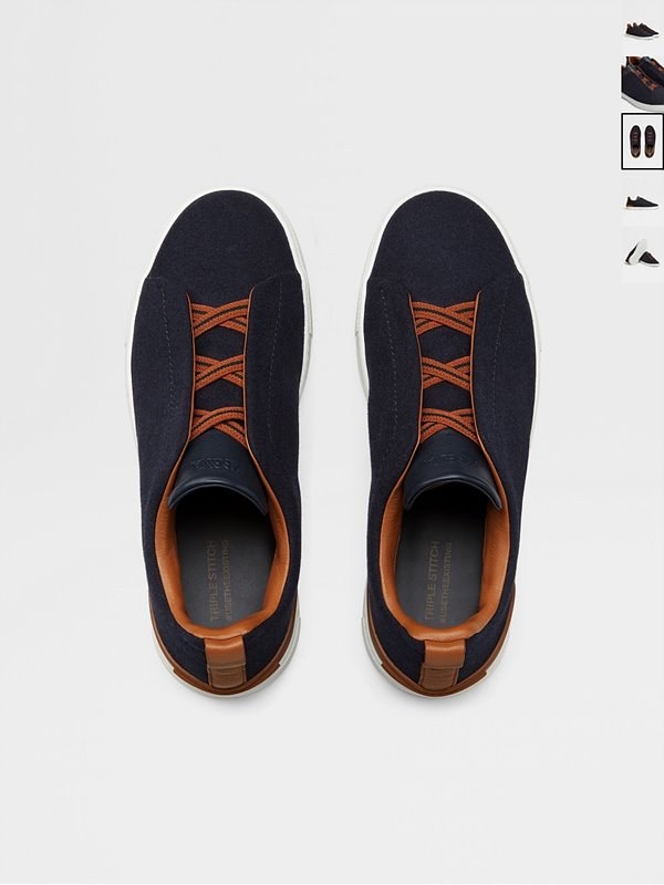 ZEGNA 제냐 트리플 스티치 로우탑 스니커즈 / 네이비블루 [매장가119만원대]