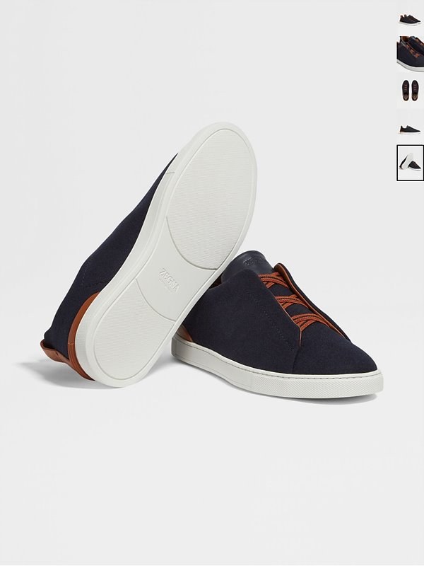 ZEGNA 제냐 트리플 스티치 로우탑 스니커즈 / 네이비블루 [매장가119만원대]