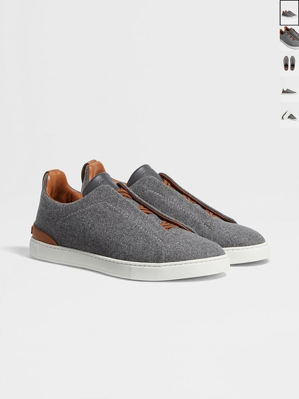 ZEGNA 제냐 트리플 스티치 로우탑 스니커즈 / 그레이멜란지 [매장가119만원대]