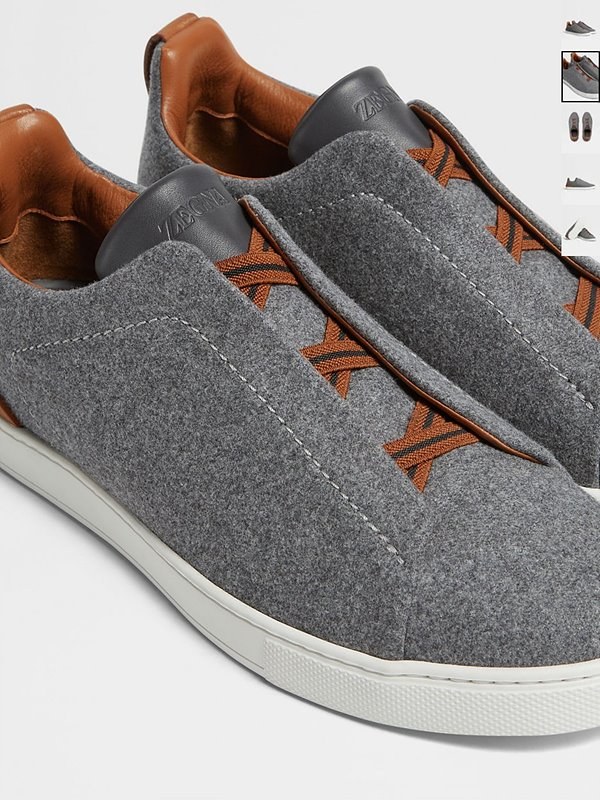 ZEGNA 제냐 트리플 스티치 로우탑 스니커즈 / 그레이멜란지 [매장가119만원대]