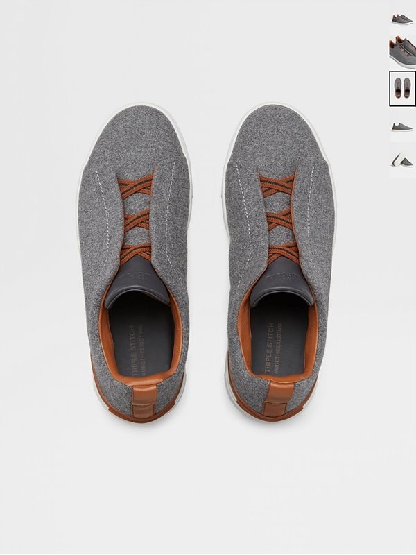 ZEGNA 제냐 트리플 스티치 로우탑 스니커즈 / 그레이멜란지 [매장가119만원대]