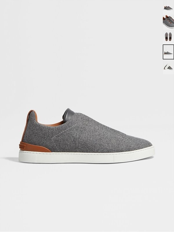 ZEGNA 제냐 트리플 스티치 로우탑 스니커즈 / 그레이멜란지 [매장가119만원대]