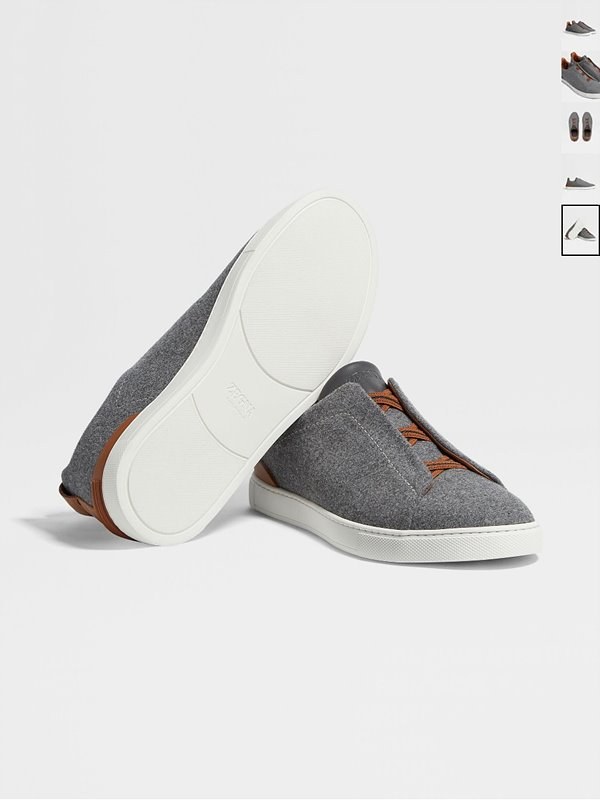 ZEGNA 제냐 트리플 스티치 로우탑 스니커즈 / 그레이멜란지 [매장가119만원대]