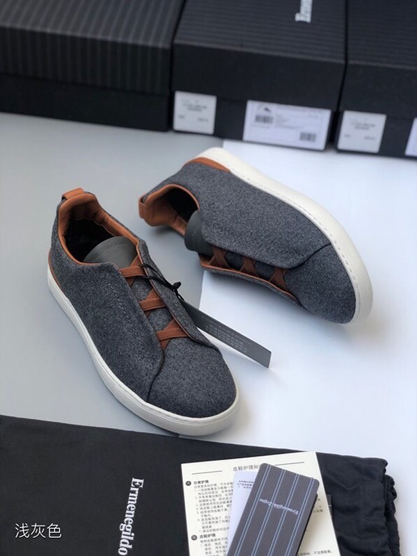 ZEGNA 제냐 트리플 스티치 로우탑 스니커즈 / 그레이멜란지 [매장가119만원대]