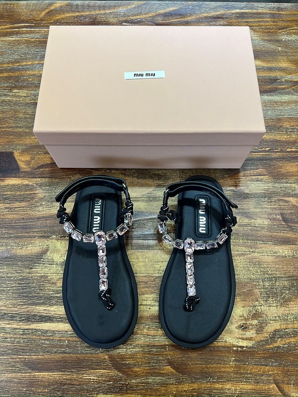 미우미우 Riviere 코드 및 가죽 샌들 코튼 코드 통 [매장가 164만원대]