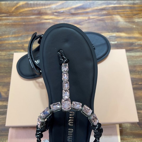 미우미우 Riviere 코드 및 가죽 샌들 코튼 코드 통 [매장가 164만원대]