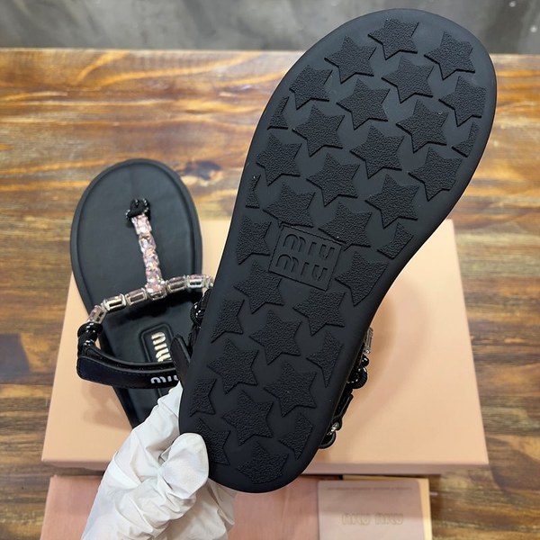 미우미우 Riviere 코드 및 가죽 샌들 코튼 코드 통 [매장가 164만원대]