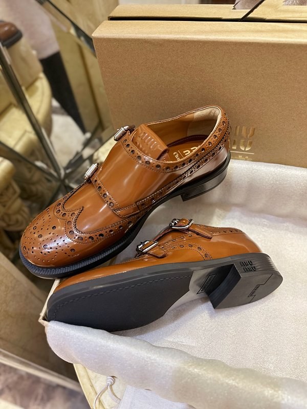 미우미우 x 처치스 브러쉬드 가죽 더블 몽크 브로그 슈즈 [매장가 172만원대]