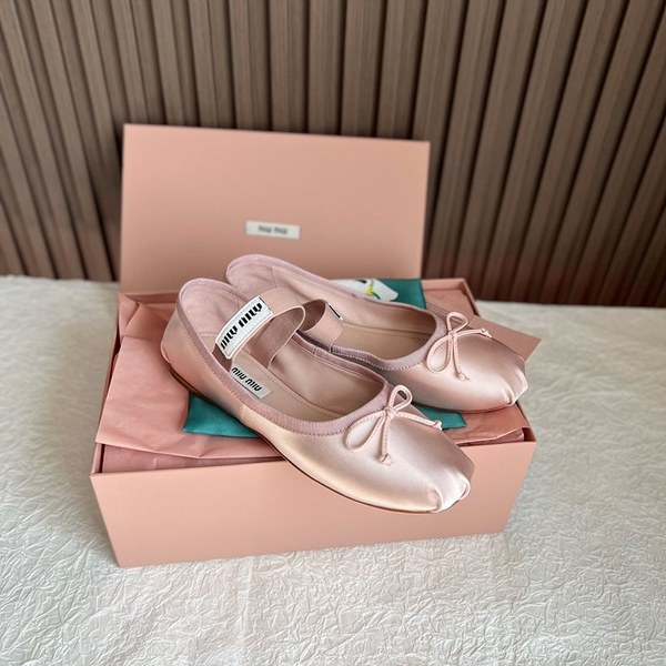 미우미우 새틴 발레리나 슈즈 오키드핑크 [매장가130만원대]