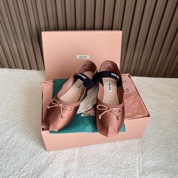 미우미우 새틴 발레리나 슈즈 브라운 [매장가130만원대]