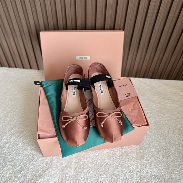 미우미우 새틴 발레리나 슈즈 브라운 [매장가130만원대]