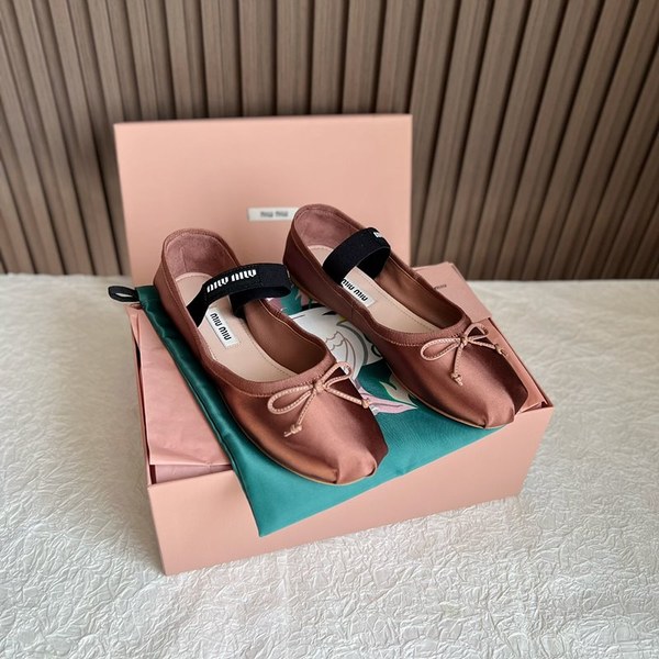 미우미우 새틴 발레리나 슈즈 브라운 [매장가130만원대]