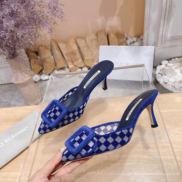 Manolo Blahnik 사각 메쉬 뮬 슬리퍼(7cm) [매장가 340만원대]