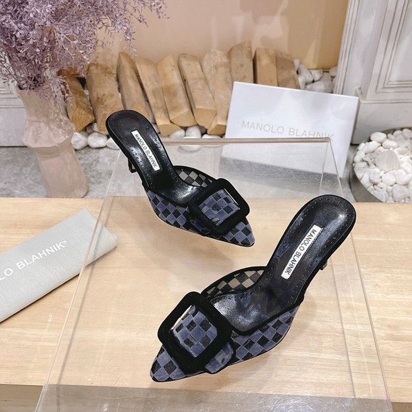 Manolo Blahnik 사각 메쉬 뮬 슬리퍼(7cm) [매장가 340만원대]