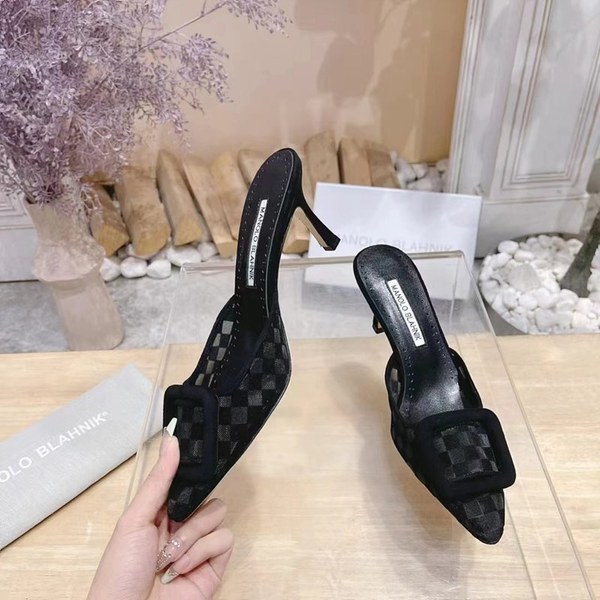 Manolo Blahnik 사각 메쉬 뮬 슬리퍼(7cm) [매장가 340만원대]