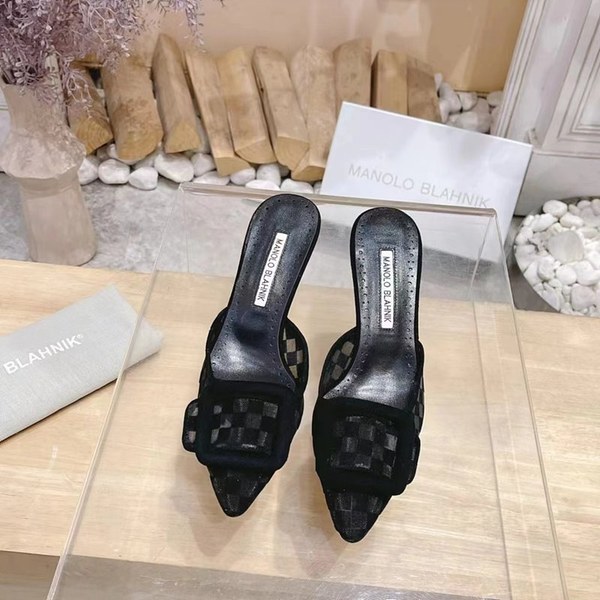 Manolo Blahnik 사각 메쉬 뮬 슬리퍼(7cm) [매장가 340만원대]